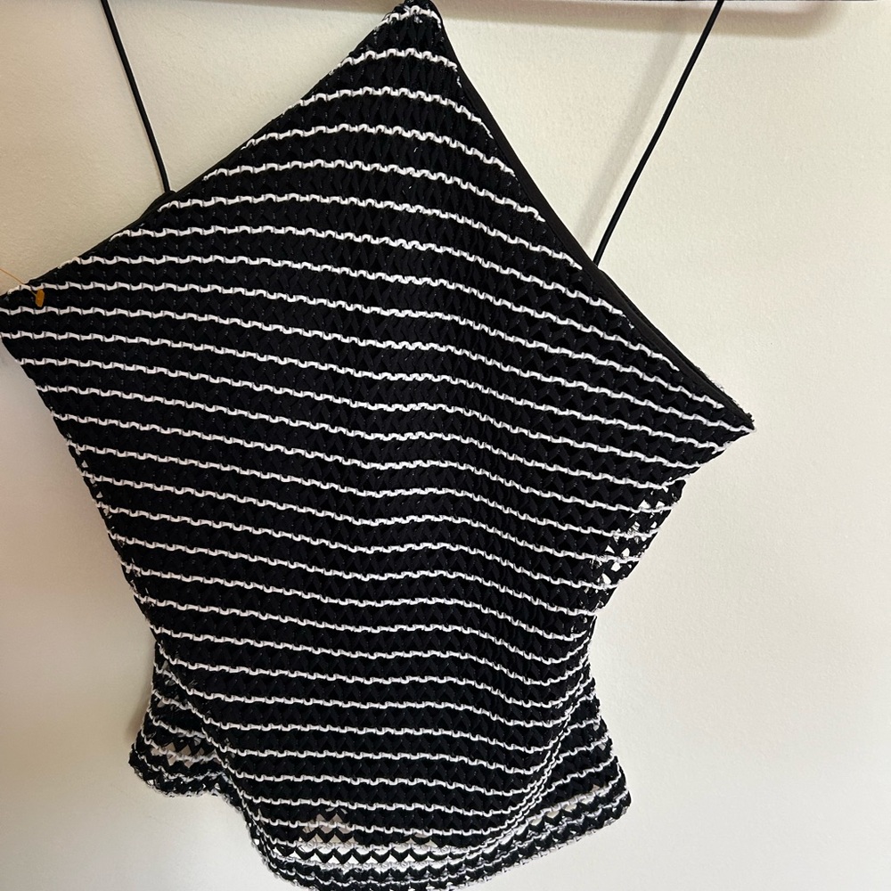 90s Eye Candy black and white scrunched halter w/ chord top (rare + hand made)